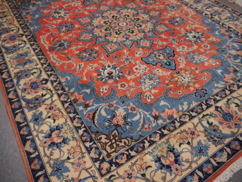 Preview: Persian 8x10 Kerman Yazd area wool rug vintage 10.3 x 7.9 ft  13566 Preview: Persian 8x10 Kerman Yazd area wool rug vintage 10.3 x 7.9 ft  13566 Djoharian Collection